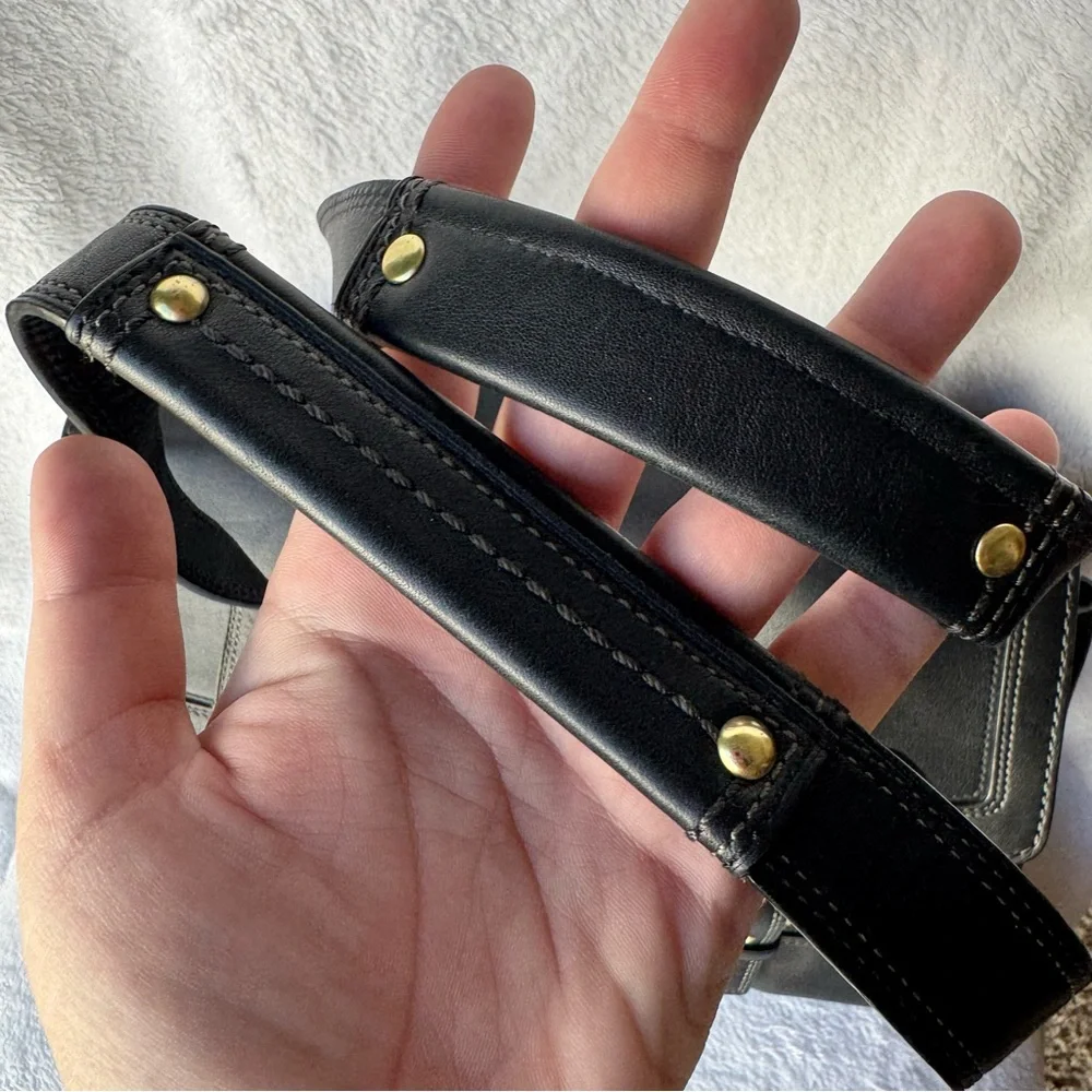 Vintage Coach Hampton #11046 Large Shoulder Bag Turnlock Black Leather - Picture 3 of 11